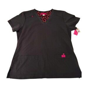 Betsey Johnson Women's Size XL Charcoal Gray Scrub Top NWT